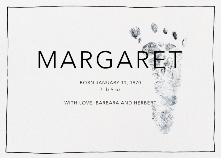 Baby's Footprint (Photo) - Birth Announcement by Linda and Harriett