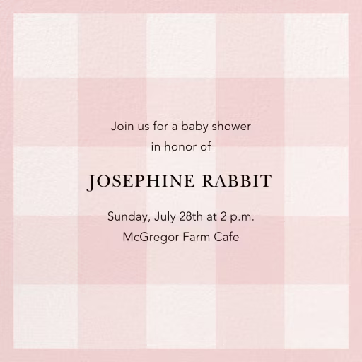 Buffalo Check - Baby Shower Invitation by Oscar de la Renta
