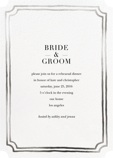 Double Border Indented Corners - Rehearsal Dinner Invitation by Sugar Paper