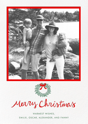 Merry Christmas Wreath Tall - New Year's Card by Linda and Harriett