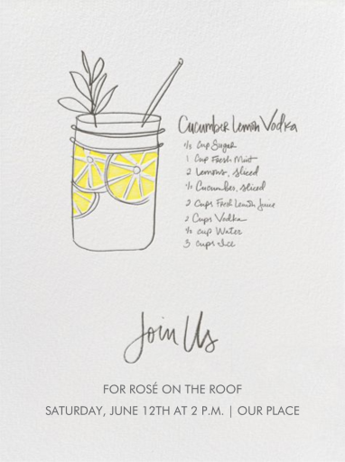 Cucumber Lemon Vodka - Picnic Invitation by Linda and Harriett