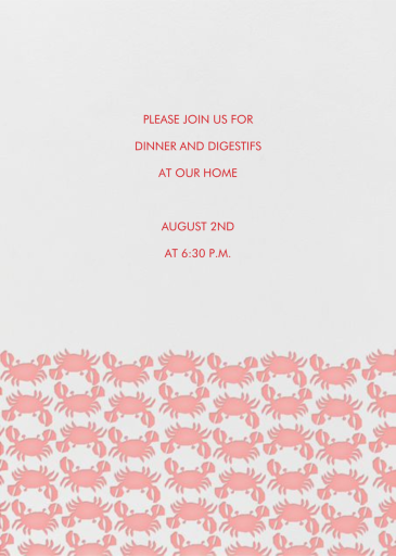 Crab Pattern - Summer Party Invitation by Linda and Harriett