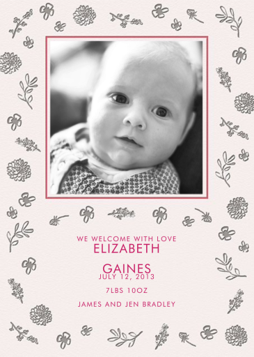 Floral Whim Photo - Birth Announcement by Linda and Harriett