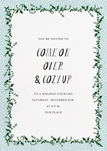 Holly on the Banister (Invitation) - Winter Party Invitation by Mr. Boddington's Studio