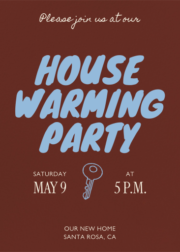 Motivo clave: invitación a la fiesta de inauguración de la casa por Paperless Post