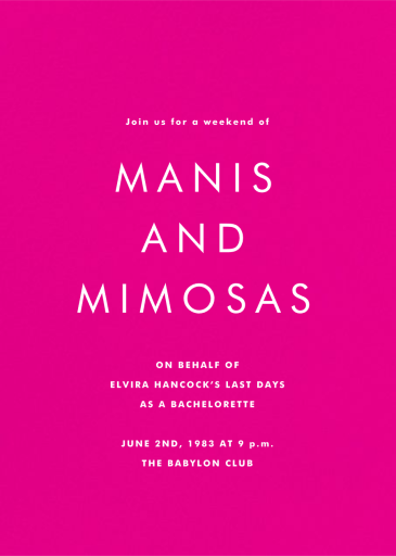 Bright Pink - Bachelorette Party Invitation by Paperless Post