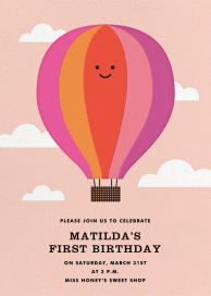 Einladung mit Smiley-Heißluftballon