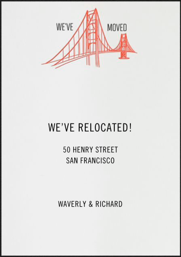 Golden Gate Bridge - Moving Announcement by Paperless Post