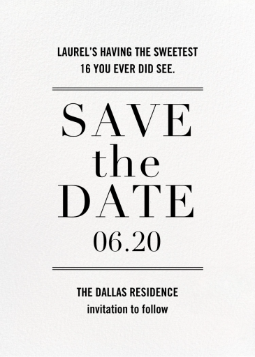Typographic II - Save the Date by kate spade new york