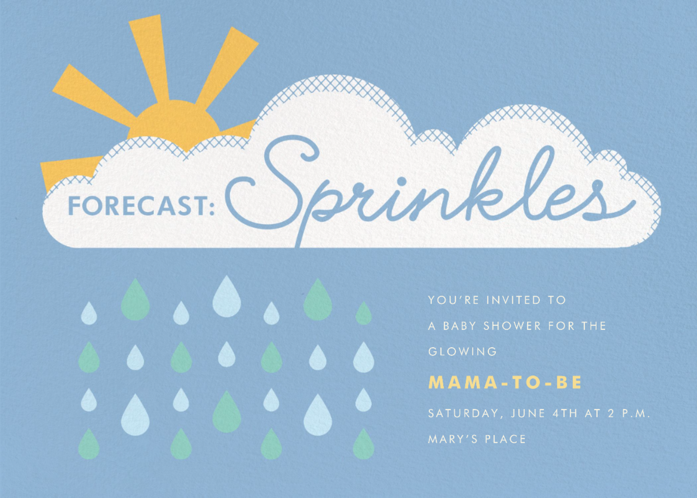 Forecast Sprinkles - Blue - Baby Shower Invitation - Paperless Post