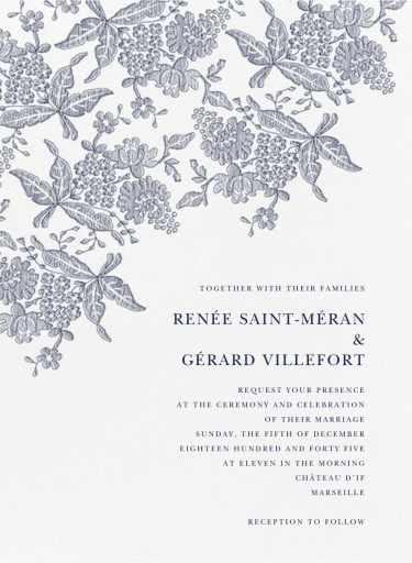 Hydrangea Lace II - Wedding Invitation by Oscar de la Renta