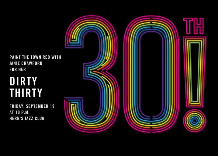 Neon Exclamation - 30th Birthday Invitation by Paperless Post