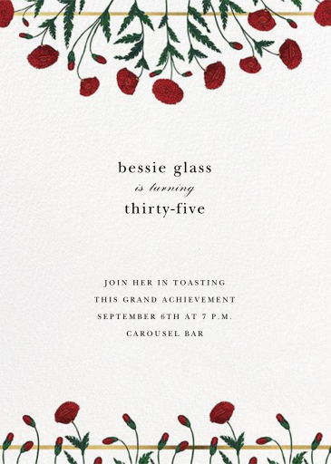 Pressed Poppies - Bridal Shower Invitation by Oscar de la Renta