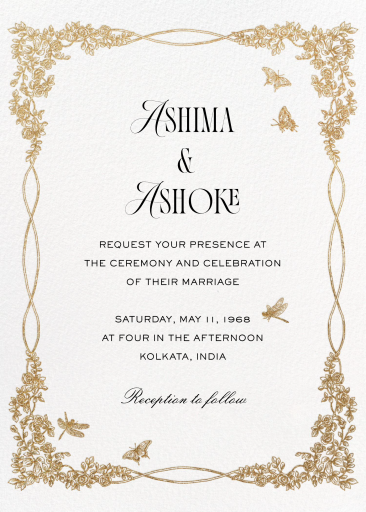 Gold Floral Butterfly Invitation
