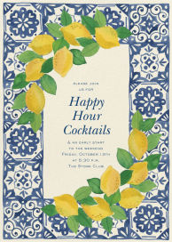 Amalfi Lemons Blue Tile - Happy Hour Invitation by Paperless Post