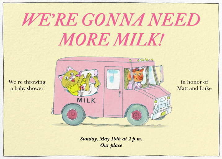 Milk Delivery - Baby Shower Invitation by Richard Scarry
