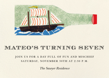Ship in a Bottle - Birthday Invitation by Hadley Paper Goods