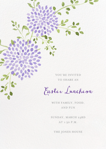 Watercolor Dahlias - Easter Invitation by Paperless Post