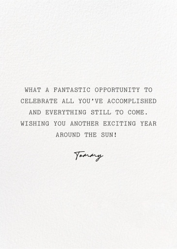 Blow ’Em Out - Business Greeting Card by 2021 Co. - Back