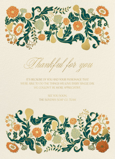 Pear Filigree - Business Thanksgiving Card by Paperless Post
