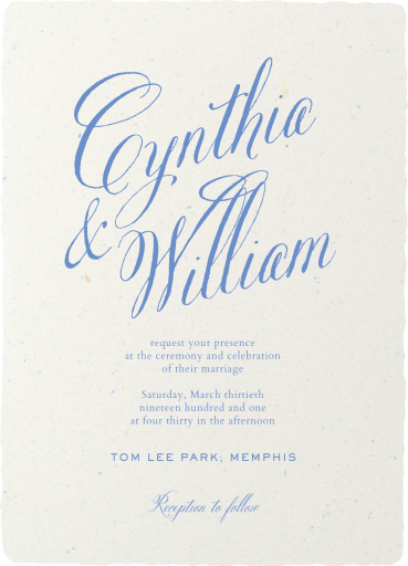 Blue Script Names Classic Invitation