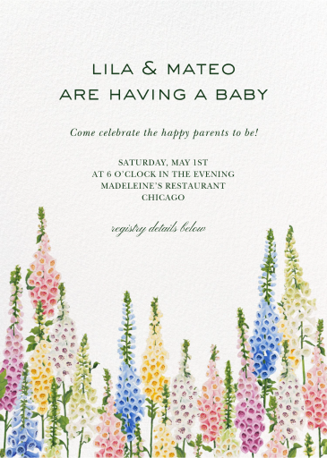 Forever Foxgloves - Baby Shower Invitation by Oscar de la Renta