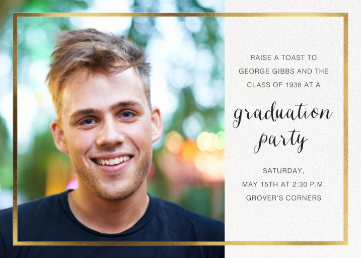 Simple Gold Border (Photo) - Graduation Party Invitation by Paperless Post
