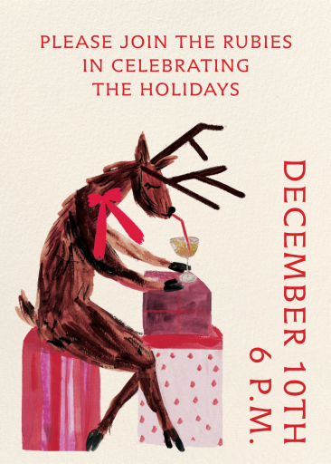 Watercolor Reindeer Party Invitation