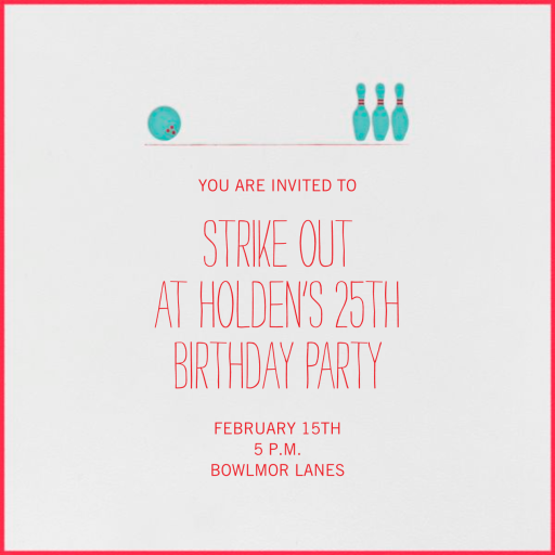 Hit the Lanes - Birthday Invitation by Mr. Boddington's Studio
