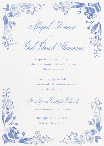 Blue Florals (Gina Langford) - Wedding Invitation by Dogwood Hill