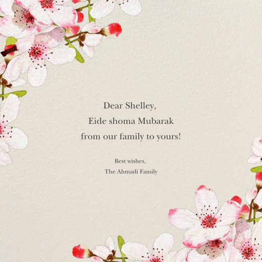 Blushing Blossoms - Nowruz Card by Felix Doolittle