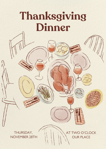 Illustrated Turkey Dinner Invitation