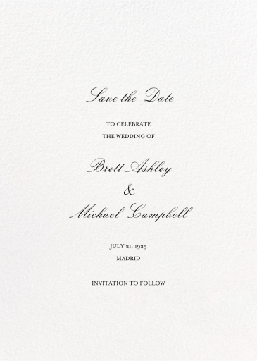 Classic Textured Script - Save the Date by Crane & Co.