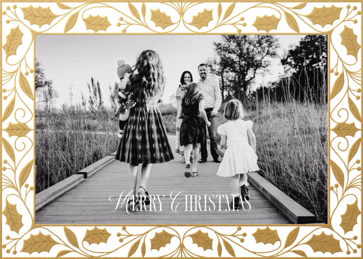 Golden Holly Horizontal - Christmas Card by Paperless Post
