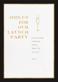 Champagne Toast Gold Text Invitation