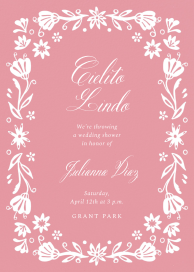 Pink Floral Folk Art Invitation