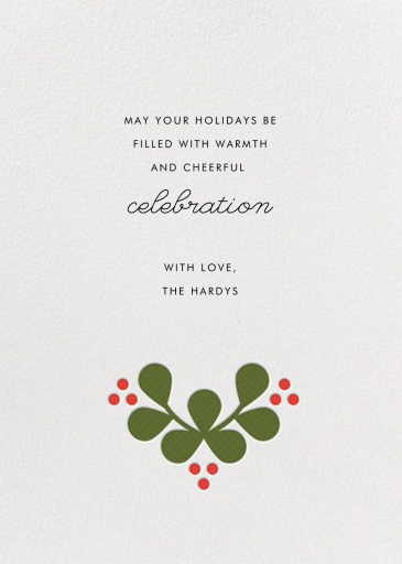 Three Little Birds - Christmas Card by Petit Collage - Back