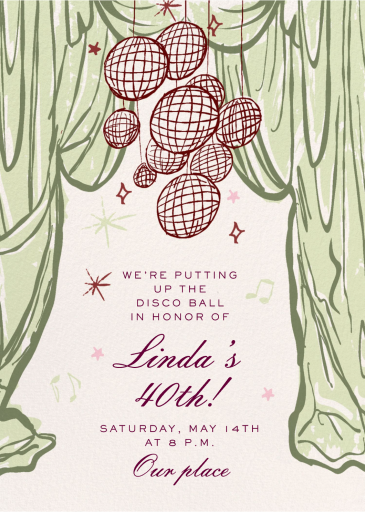 Pink Disco Ball Curtain Invitation