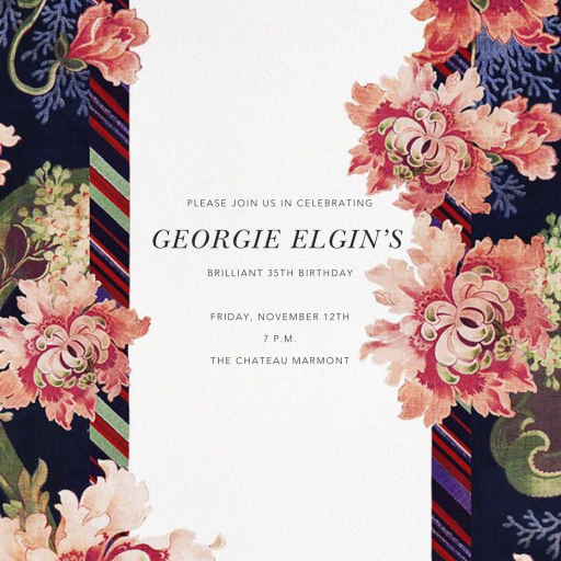 Rose Floral Ikat (Square) - Birthday Invitation by Oscar de la Renta