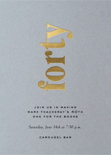 Sideways Lettering - 40th Birthday Invitation by Paperless Post