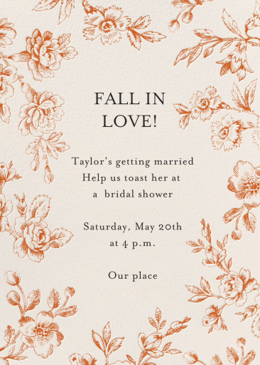 Rust Floral Anniversary Invitation