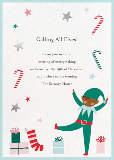 Busy Elf - Holiday Party Invitation by Meri Meri