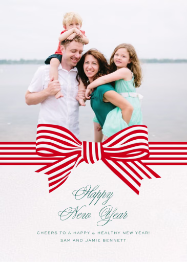 Striped Bow (Photo) - New Year's Card by Cheree Berry Paper & Design