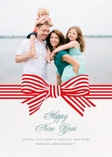 Striped Bow (Photo) - New Year's Card by Cheree Berry Paper & Design