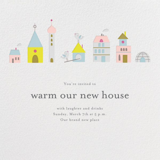 Birdie's Town (Square) - Housewarming Invitation by Little Cube