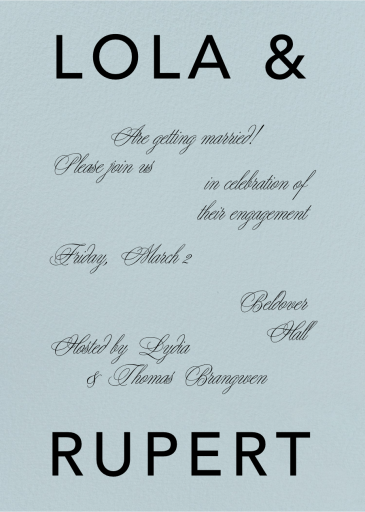 Details in the Script - Engagement Party Invitation by Goods Gang