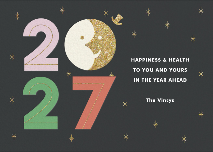 2027 Glitter Moon Holiday Card