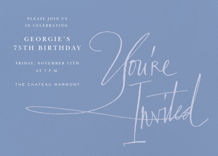 Written in Ink - 75th Birthday Invitation by Stephanie Fishwick