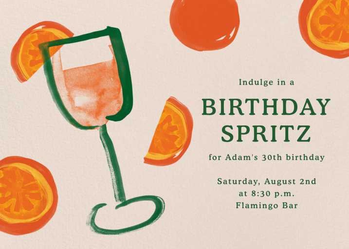 Orange Spritz Birthday Invitation