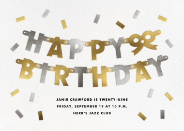 Lettered Bunting - Birthday Invitation by The Indigo Bunting